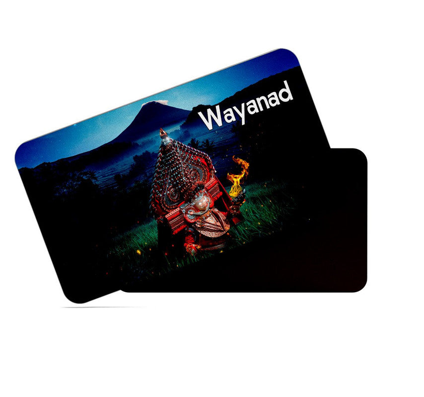 dhcrafts Rectangular Rubber Fridge Magnet / Magnetic Card Multicolor Kerala Wayanad Design Pack of 1 (8.6cm x 5.4cm)